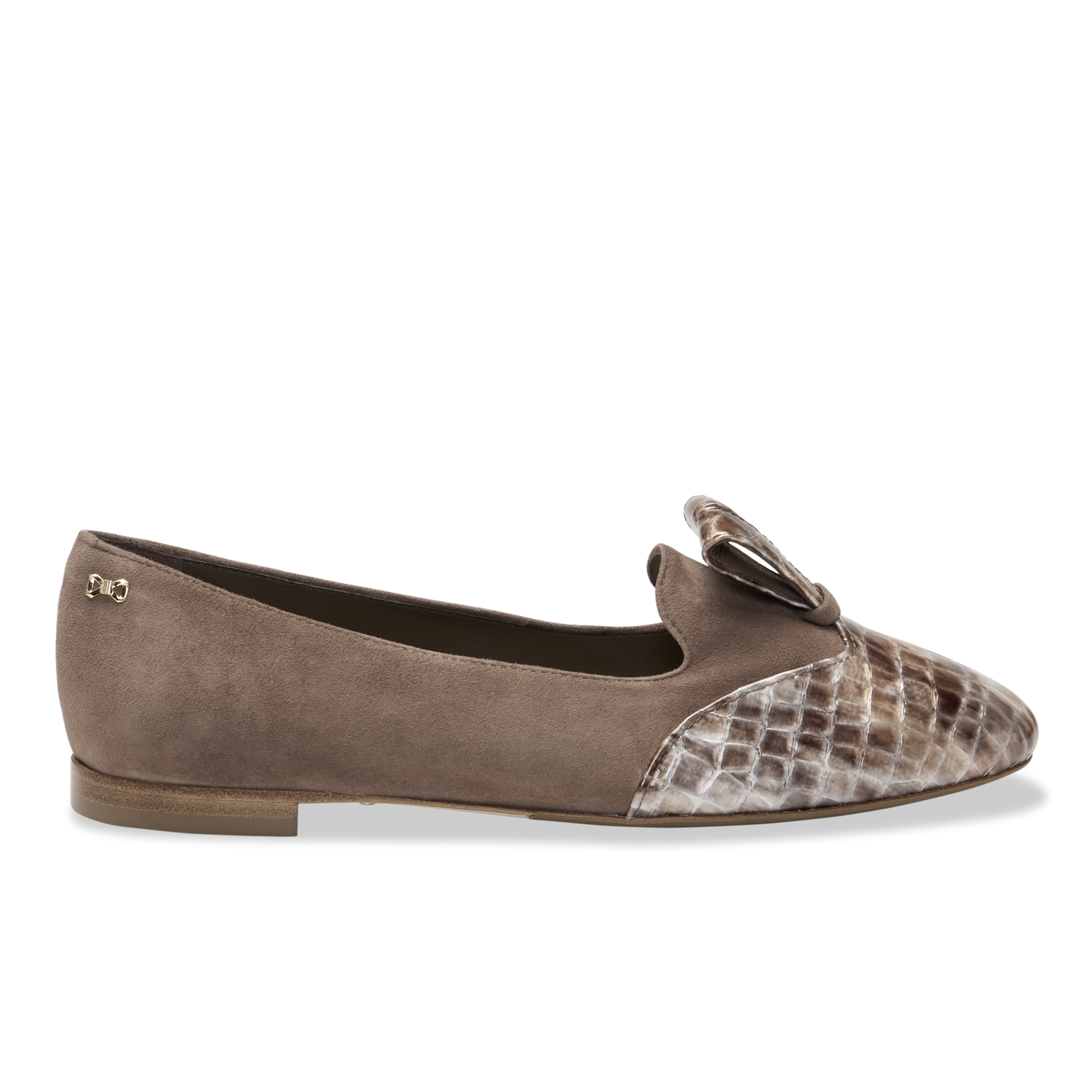 Bennet in Mocha Suede & Croc Embossed Calf