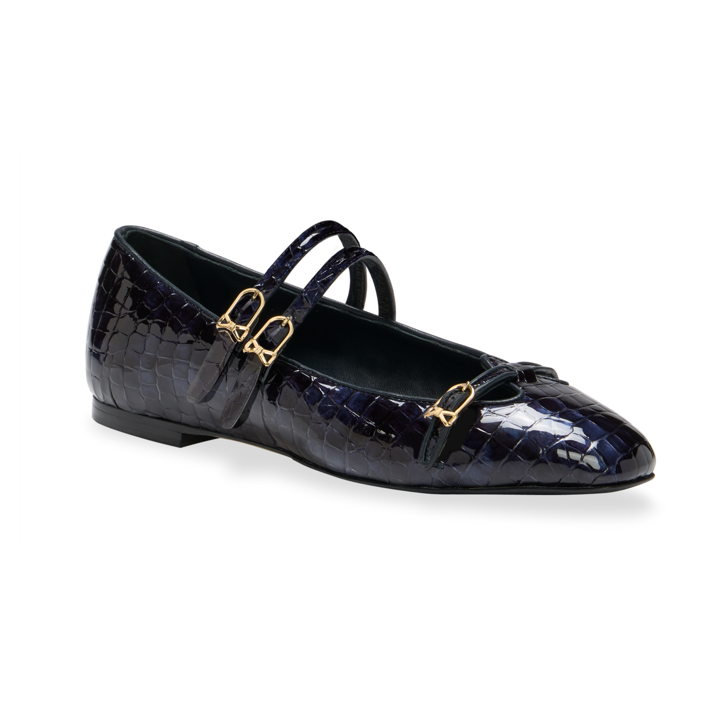 Mary Gail Mary Jane in Navy Croc Embossed Patent