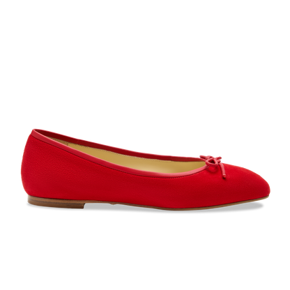 Perfect Ballet Flat in Lipstick Red Suede