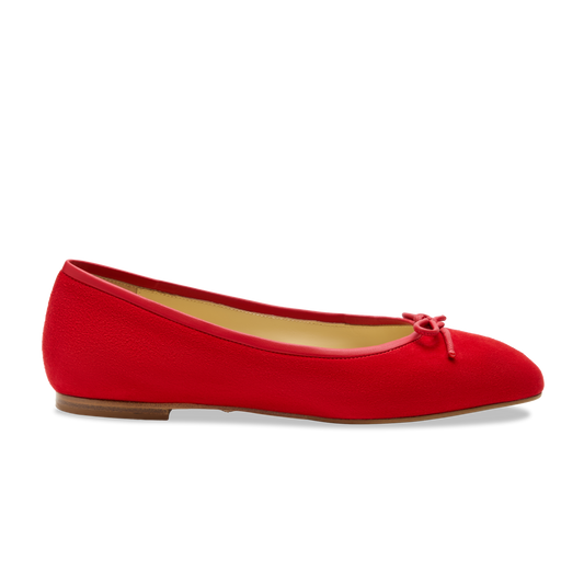 Perfect Ballet Flat in Lipstick Red Suede