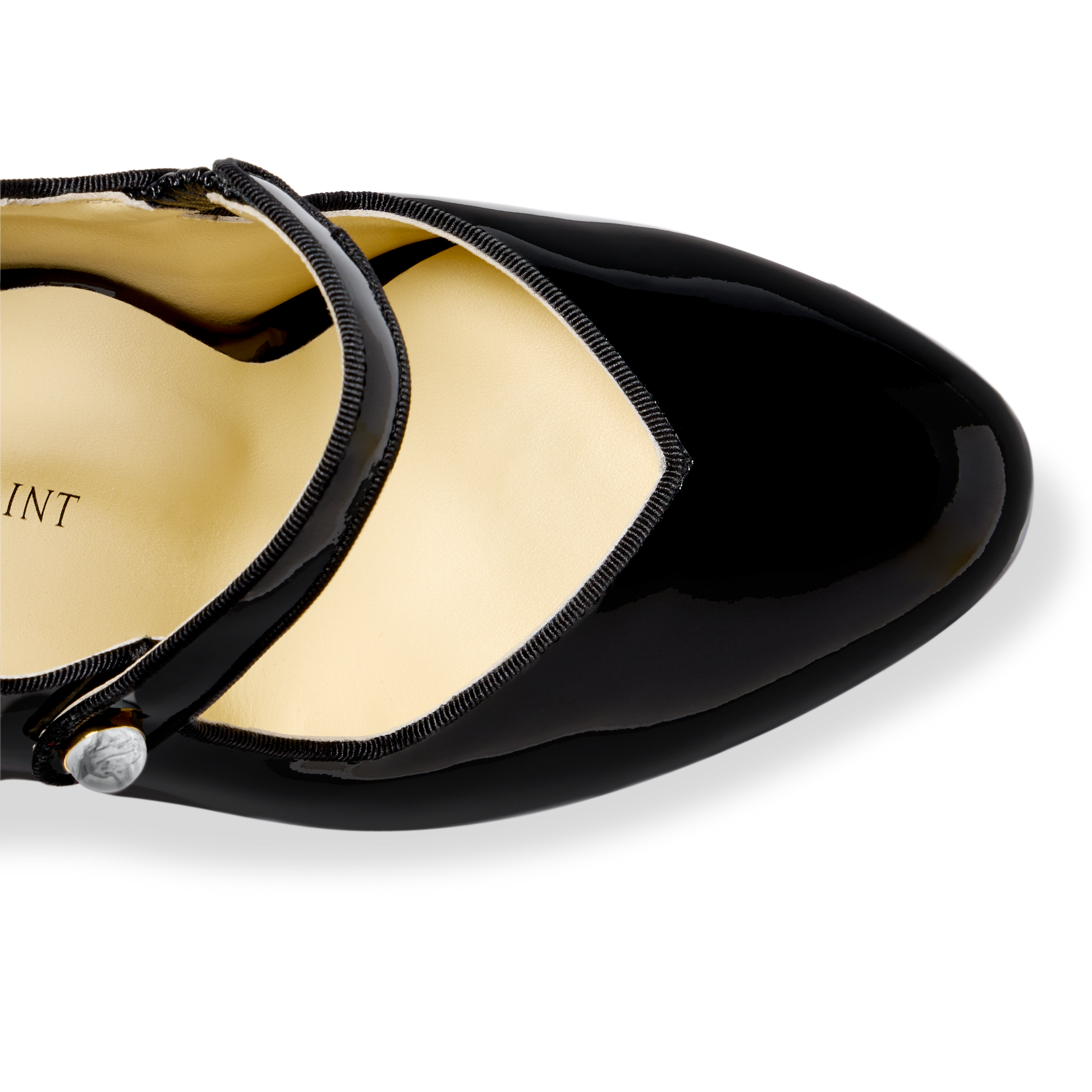 Black patent leather mary jane shop heels