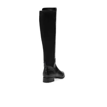 Perfect Stretch Boot 30 in Black Croc Embossed Leather