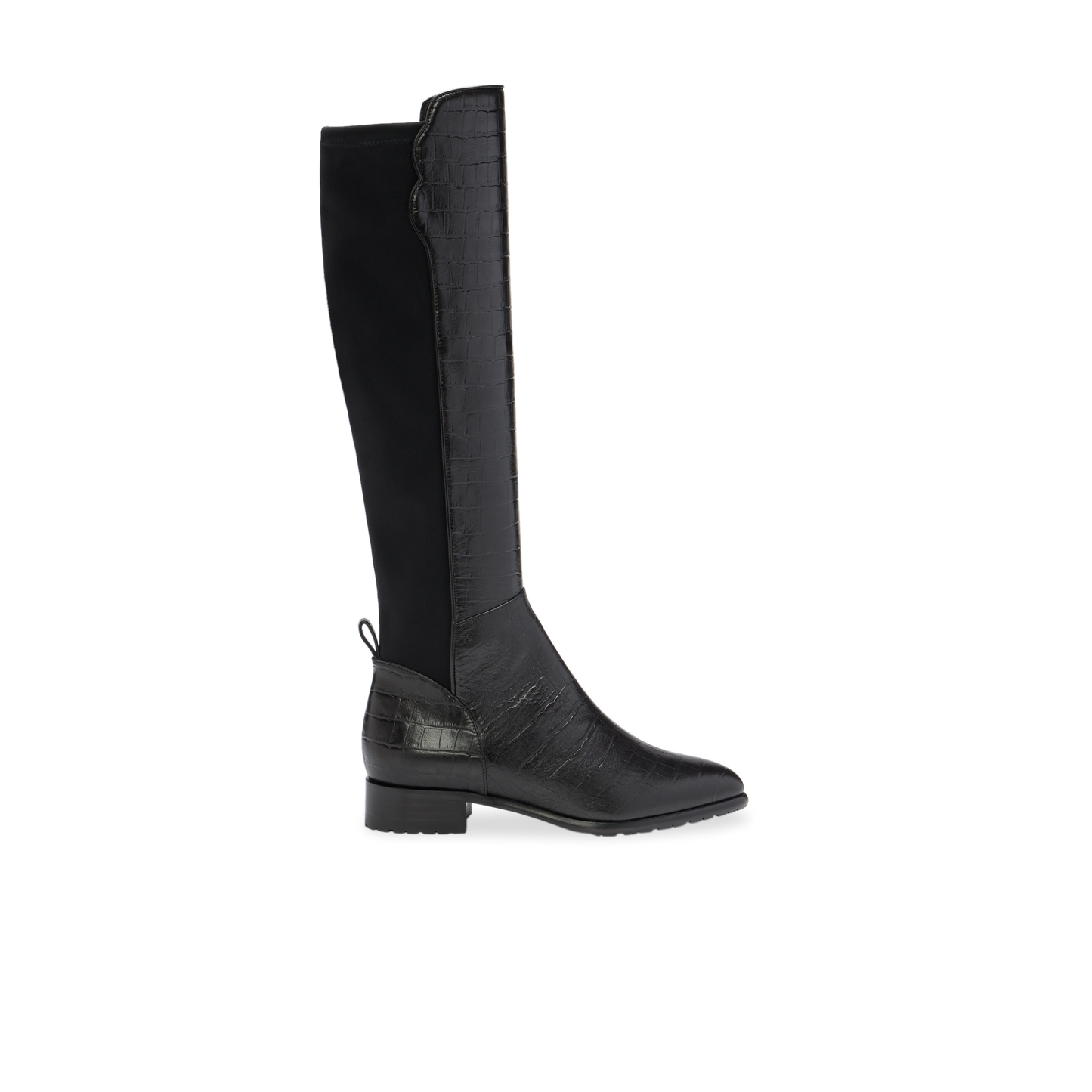 Perfect Stretch Boot 30 in Black Croc Embossed Leather