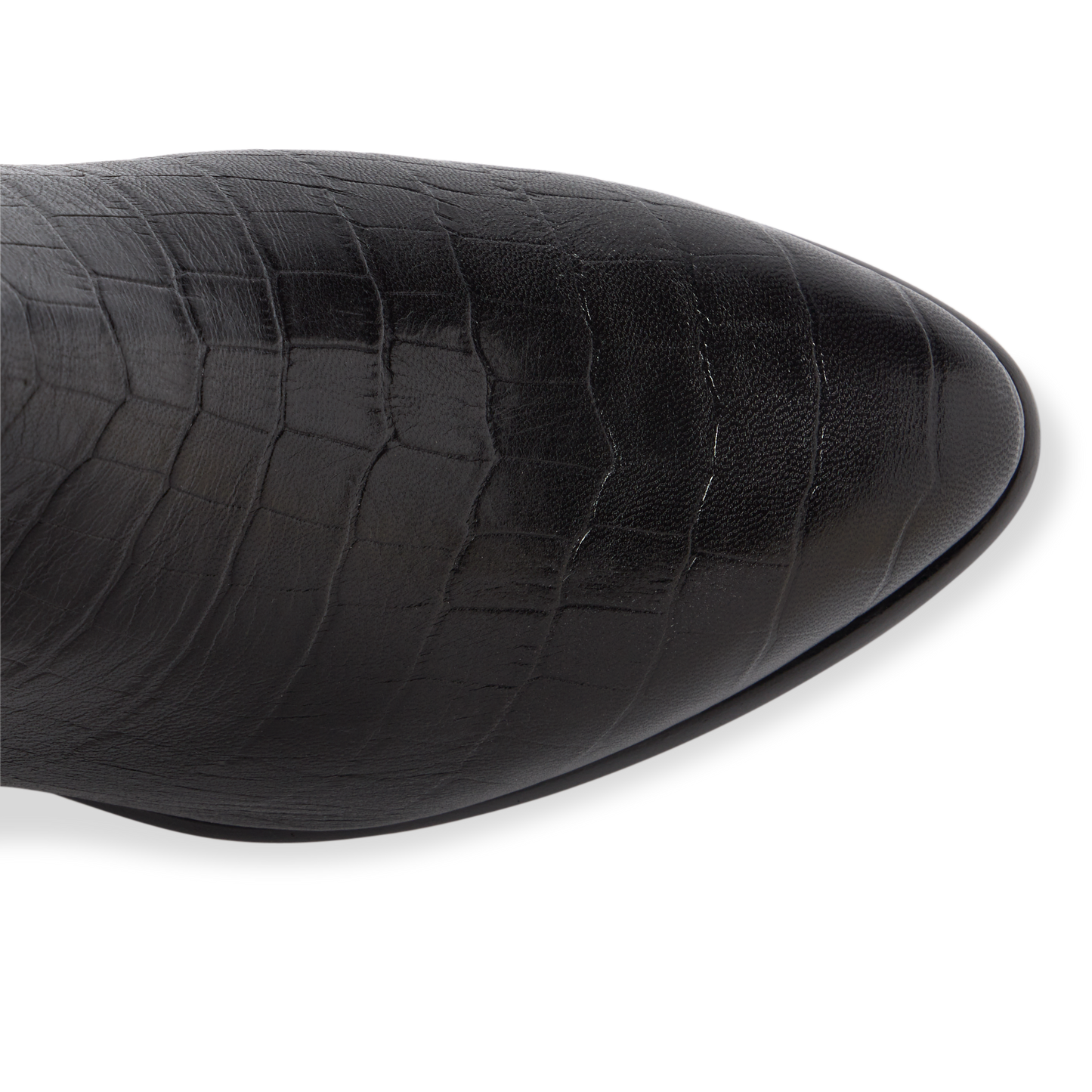 Perfect Stretch Boot 30 in Black Croc Embossed Leather