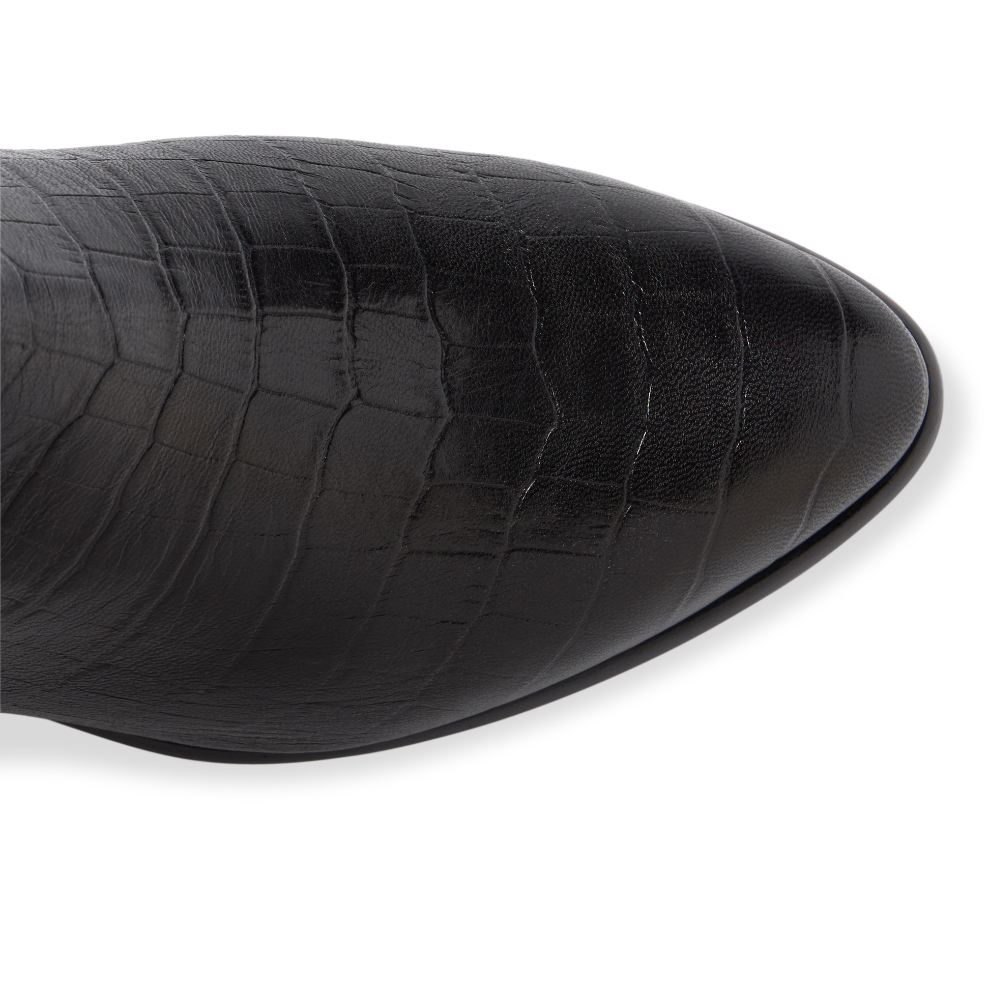 Perfect Stretch Boot 30 in Black Croc Embossed Leather