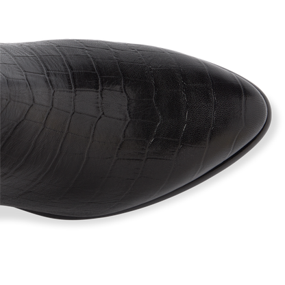 Perfect Stretch Boot 30 in Black Croc Embossed Leather