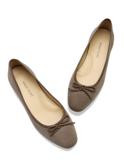 Perfect Ballet Flat in Taupe Suede