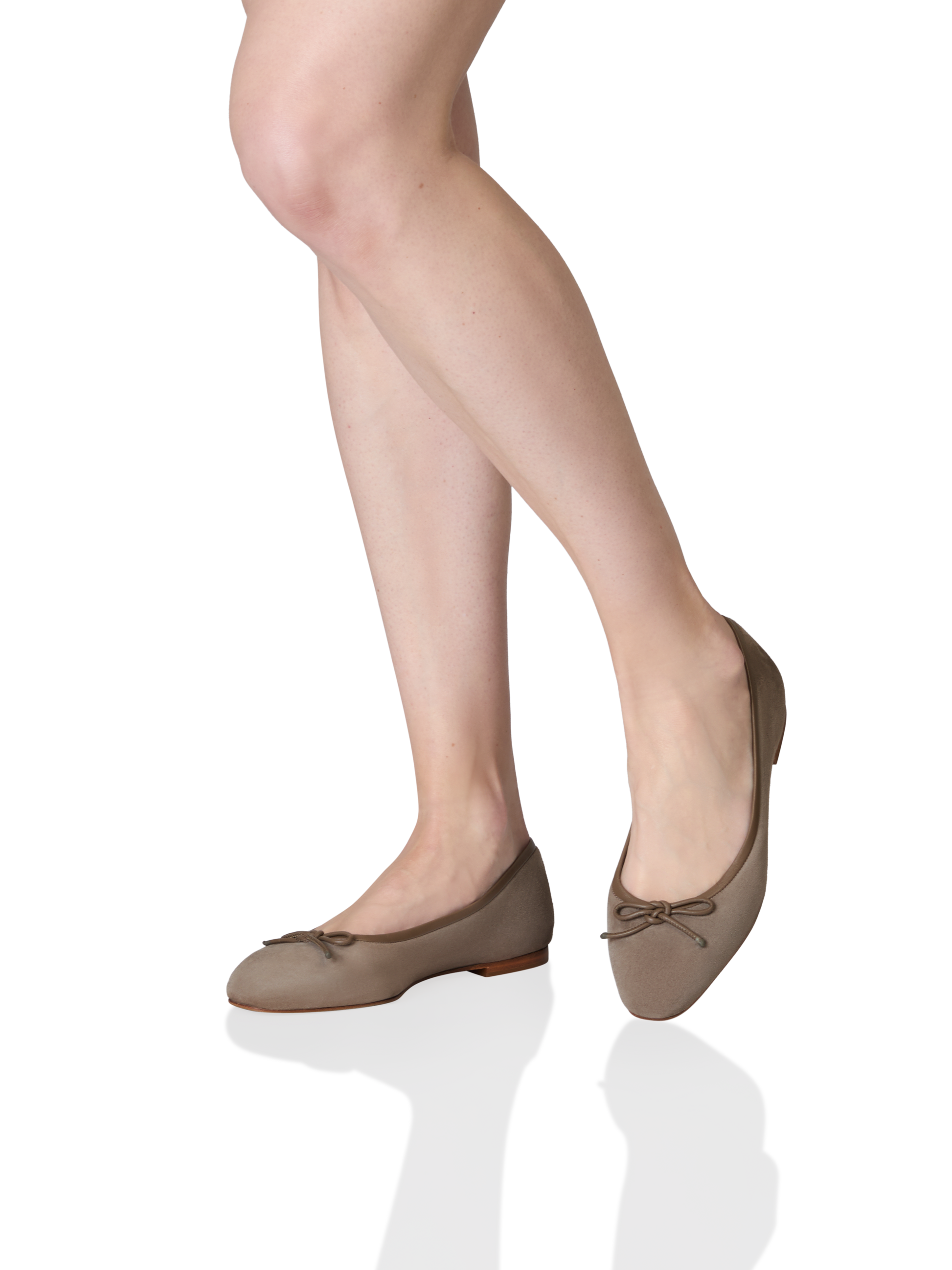 Perfect Ballet Flat in Taupe Suede
