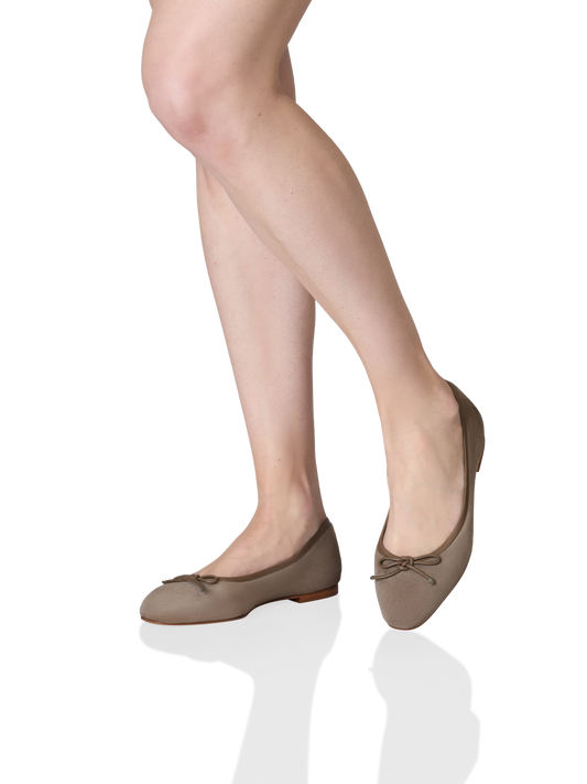 Perfect Ballet Flat in Taupe Suede