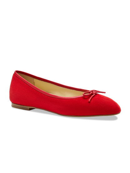 Perfect Ballet Flat in Lipstick Red Suede