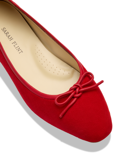 Perfect Ballet Flat in Lipstick Red Suede