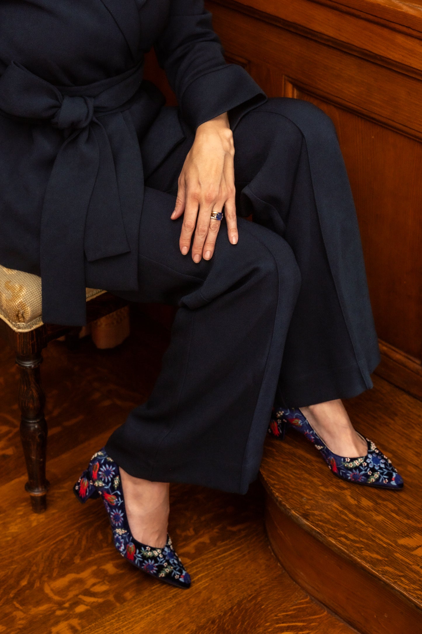 Perfect Emma in Sapphire Floral Velvet Embroidery