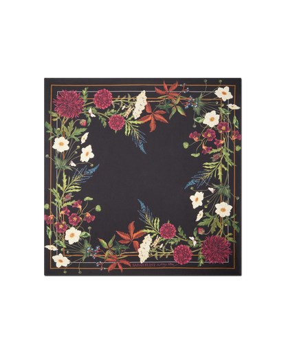 Sarah Flint X Mary Orton Bordeaux Floral Scarf 90 in Black Floral Silk
