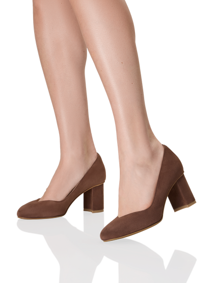 Perfect Round Toe Pump 70 in Espresso Suede
