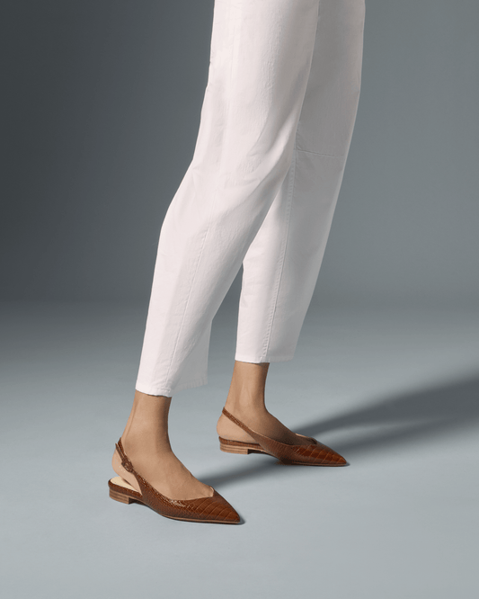 Stella in Cognac Croc Embossed Calf