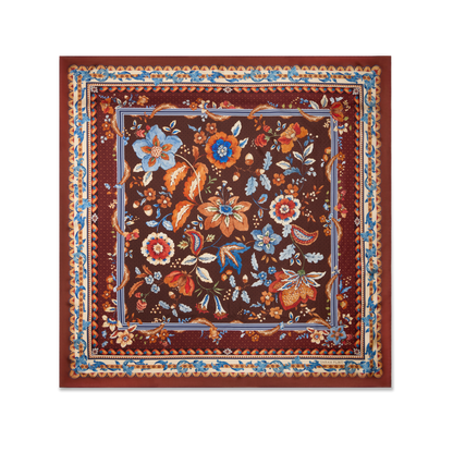 The Dashwood Floral Scarf 140 in Chocolate Cashmere-Silk
