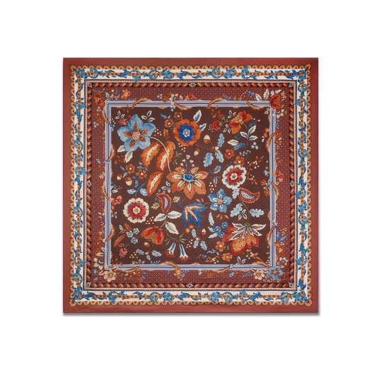 The Dashwood Floral Scarf 90 in Chocolate Silk