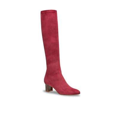 Alexandra 50 in Burgundy Stretch Suede Knee High 30mm Boot