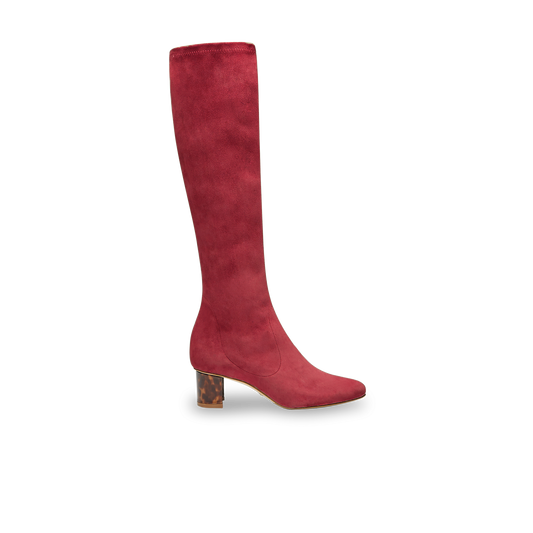 Alexandra 50 in Burgundy Stretch Suede Knee High 30mm Boot
