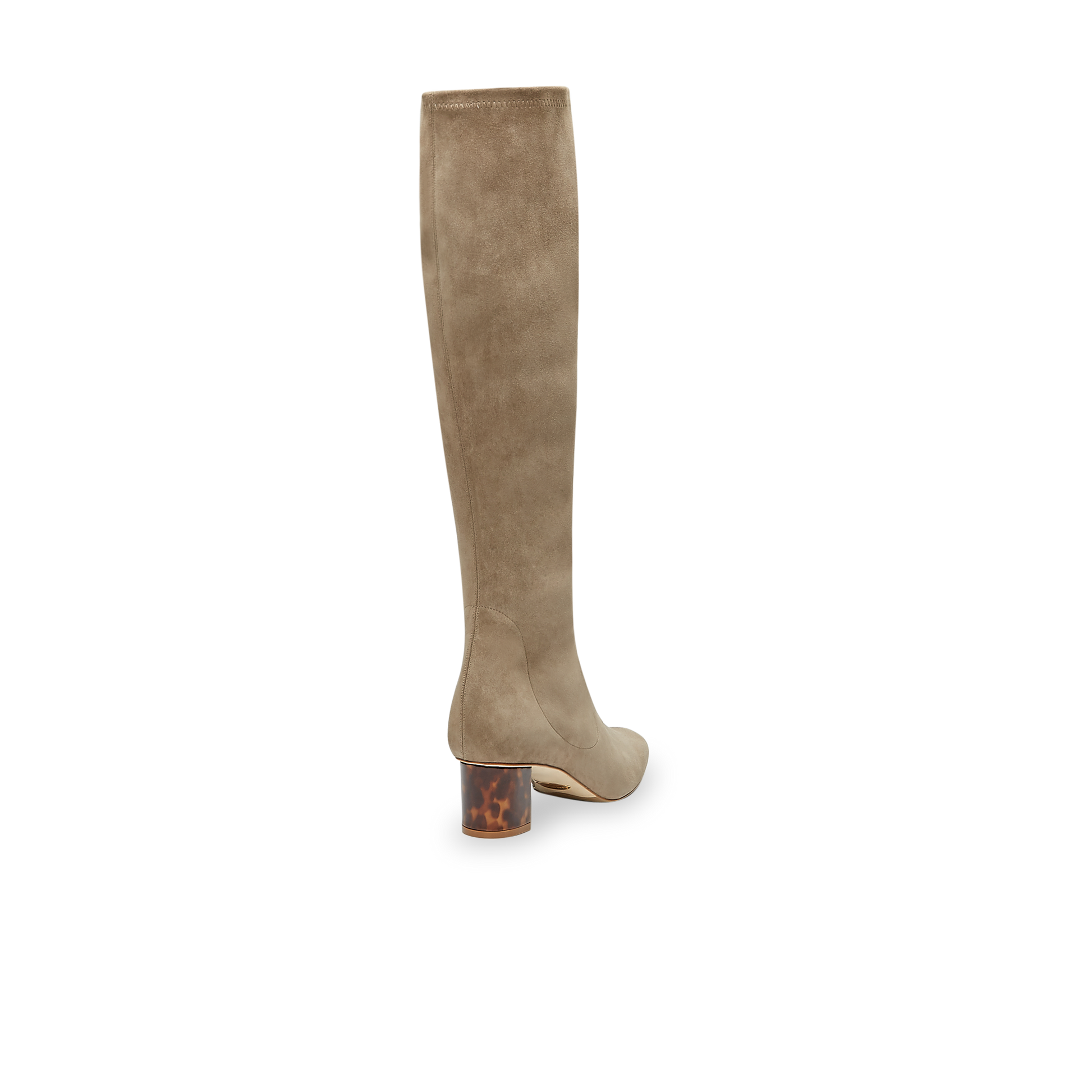 50mm Italian Made To-the-knee Alexandra Boot in Taupe Stretch Suede