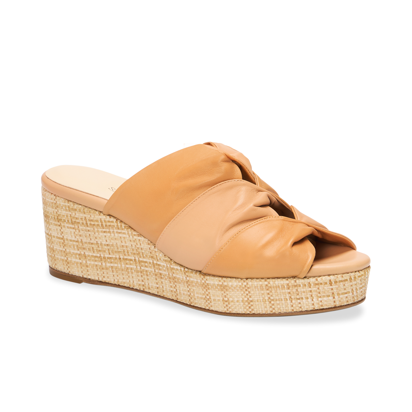 Perfect Arabesque Wedge 50 in Two-Tone Camel Nappa & Woven Wedge