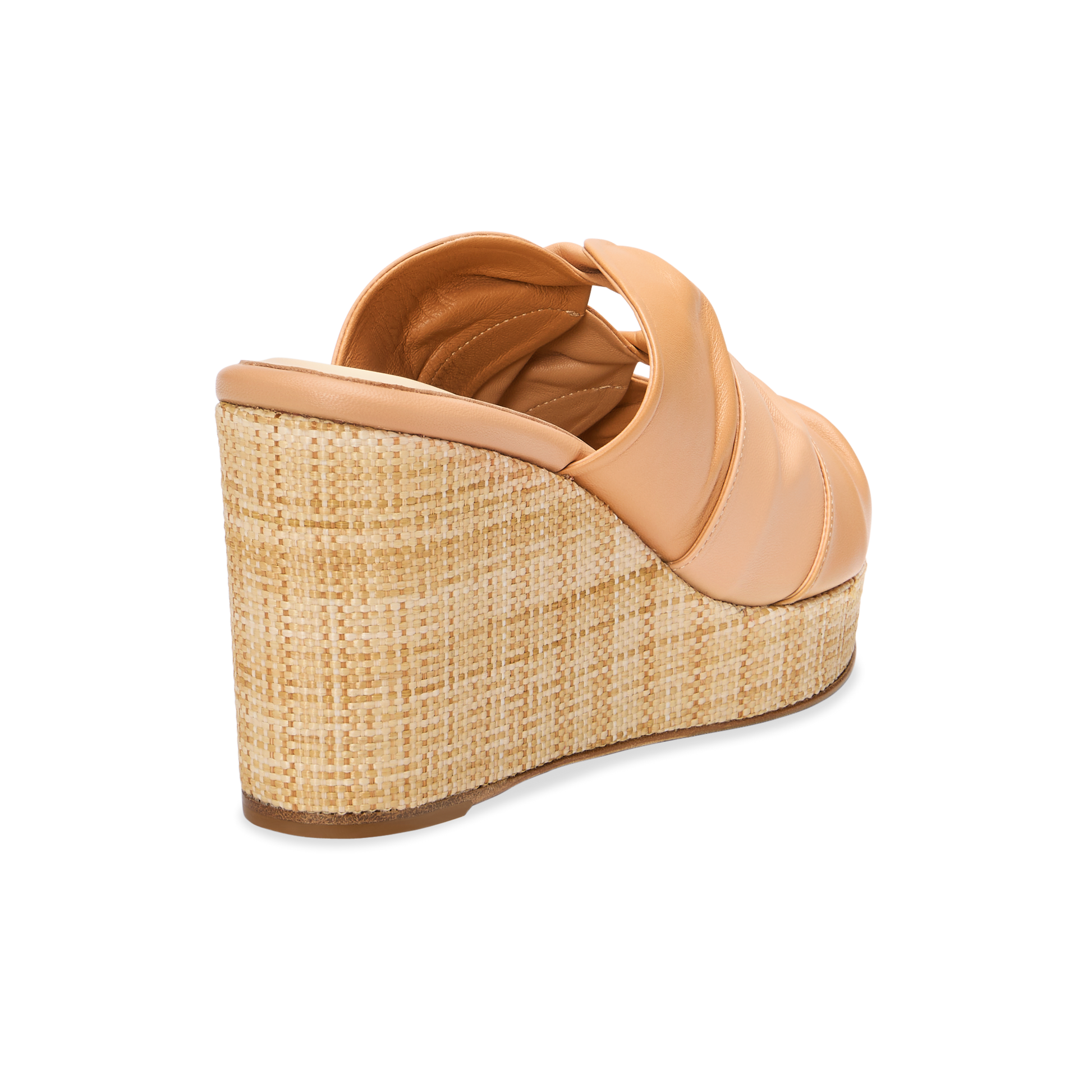 Perfect Arabesque Wedge 80 in Two-Tone Camel Nappa & Woven Wedge
