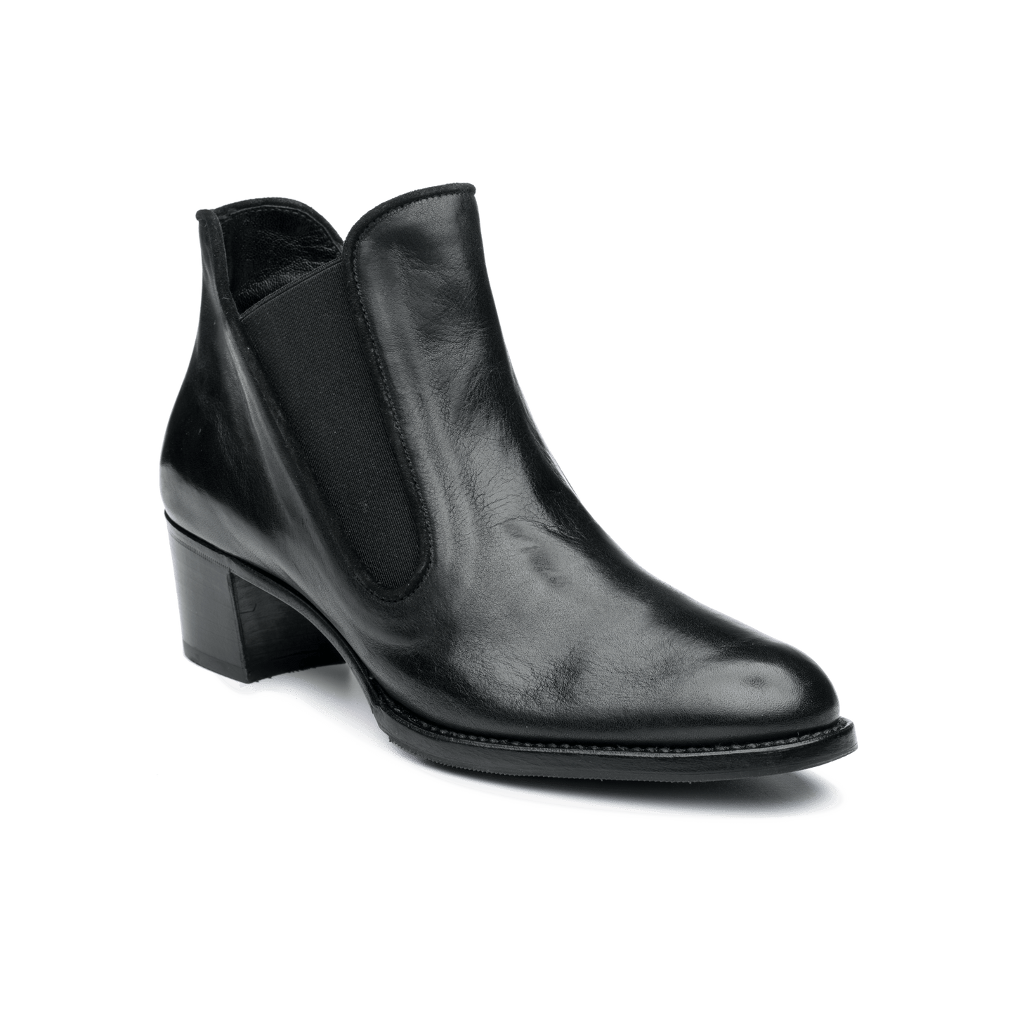 35mm Ellie X Gravati Italian Made Ankle Boot in Black Vachetta