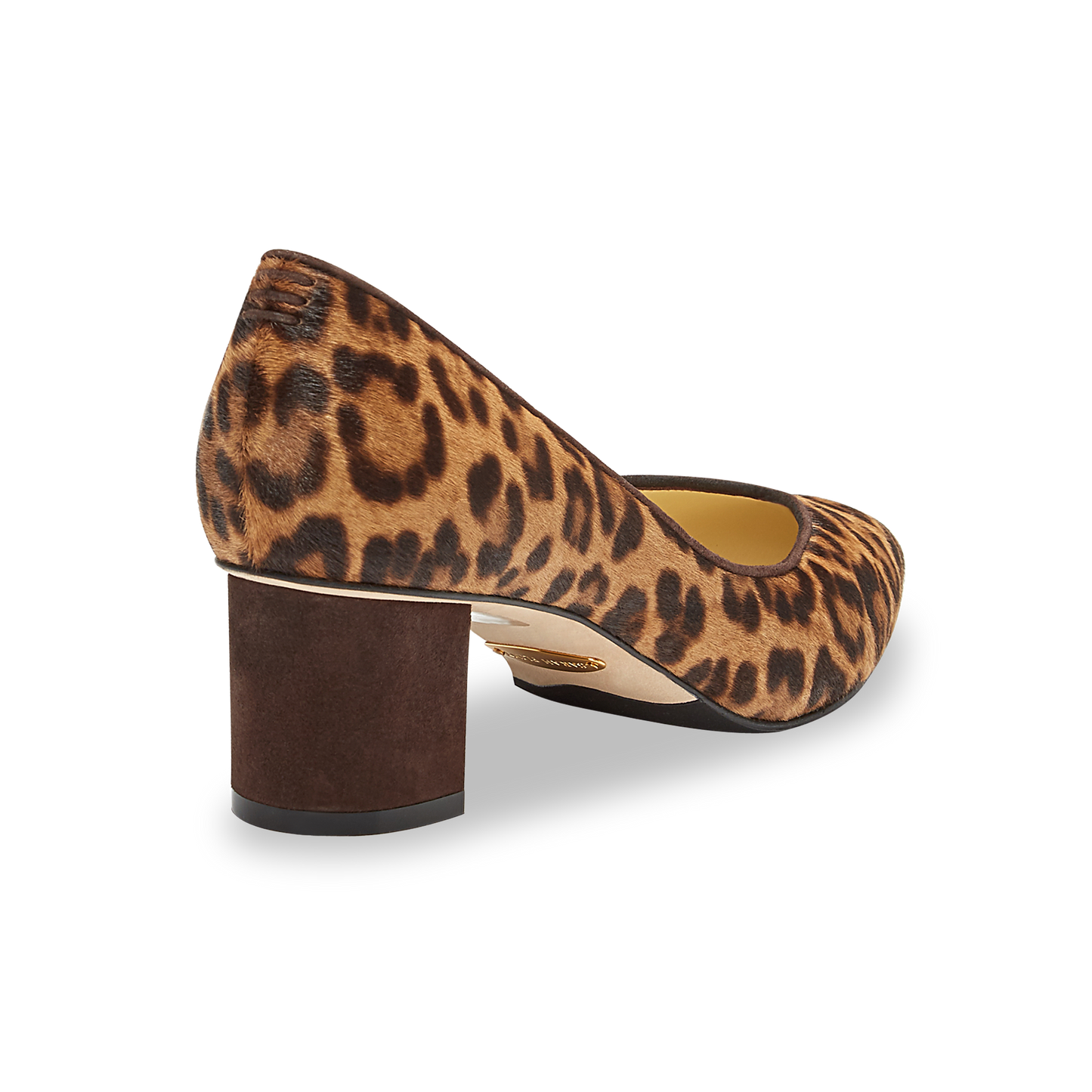 50mm Italian Made Pointed Toe Perfect Emma Pump in Chocolate Leopard Hair Calf