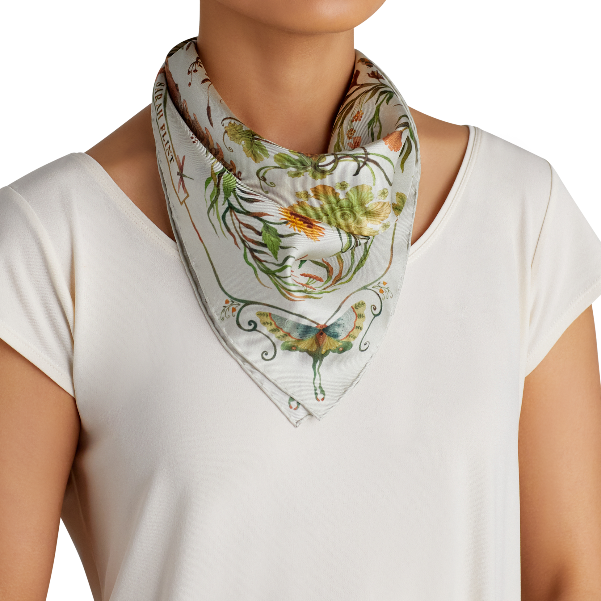 Folklore Forest Scarf 45 in Ivory Silk