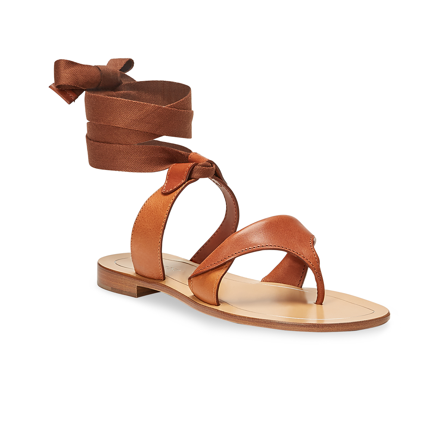 10mm Italian Made Flat Grear Sandal in Saddle Vachetta