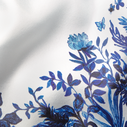 Hidden Garden Scarf 45 in Flora Blue Silk