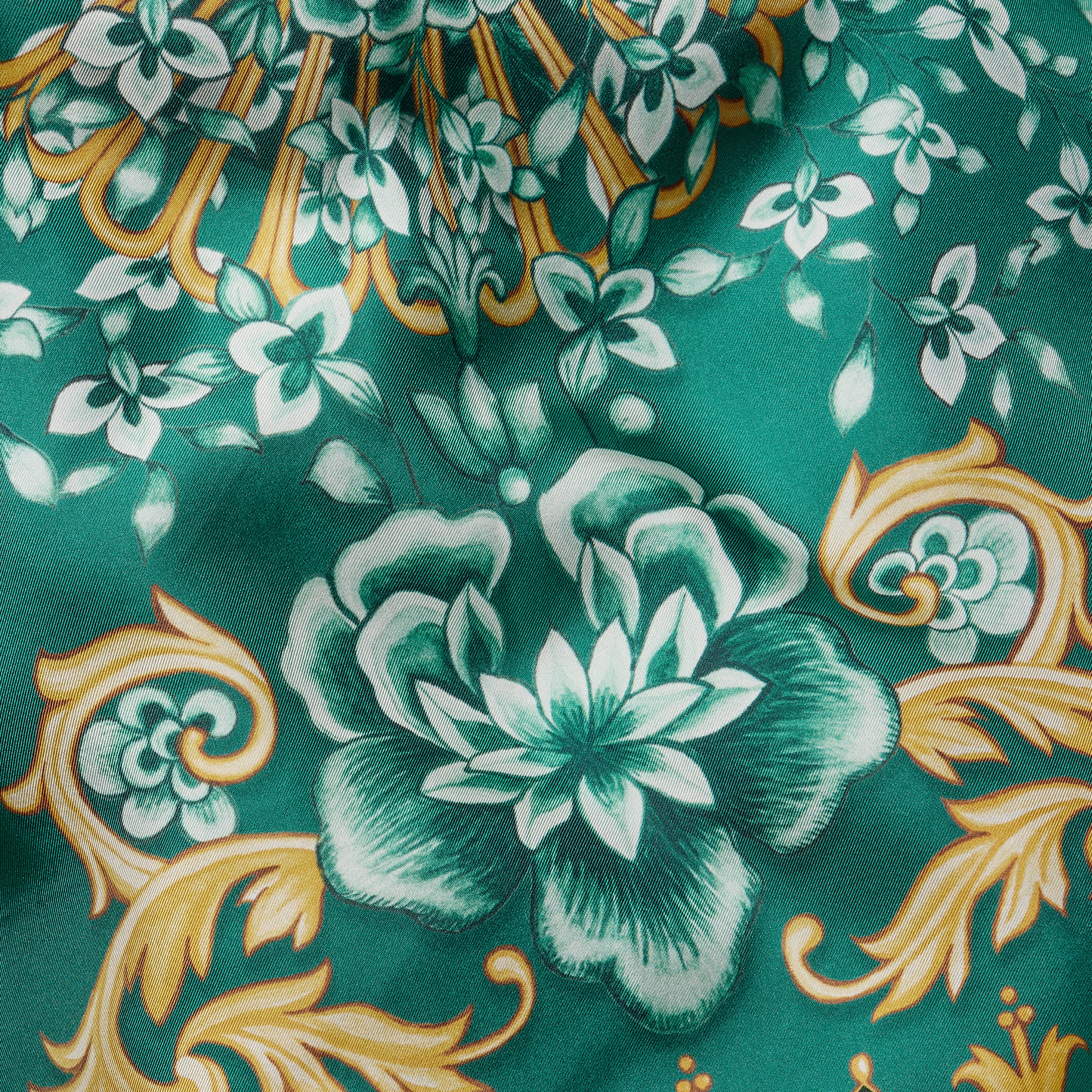 A 90mm silk scarf in a hand-painted print, inspired by the fine china in Vienna's Hofburg Palace.