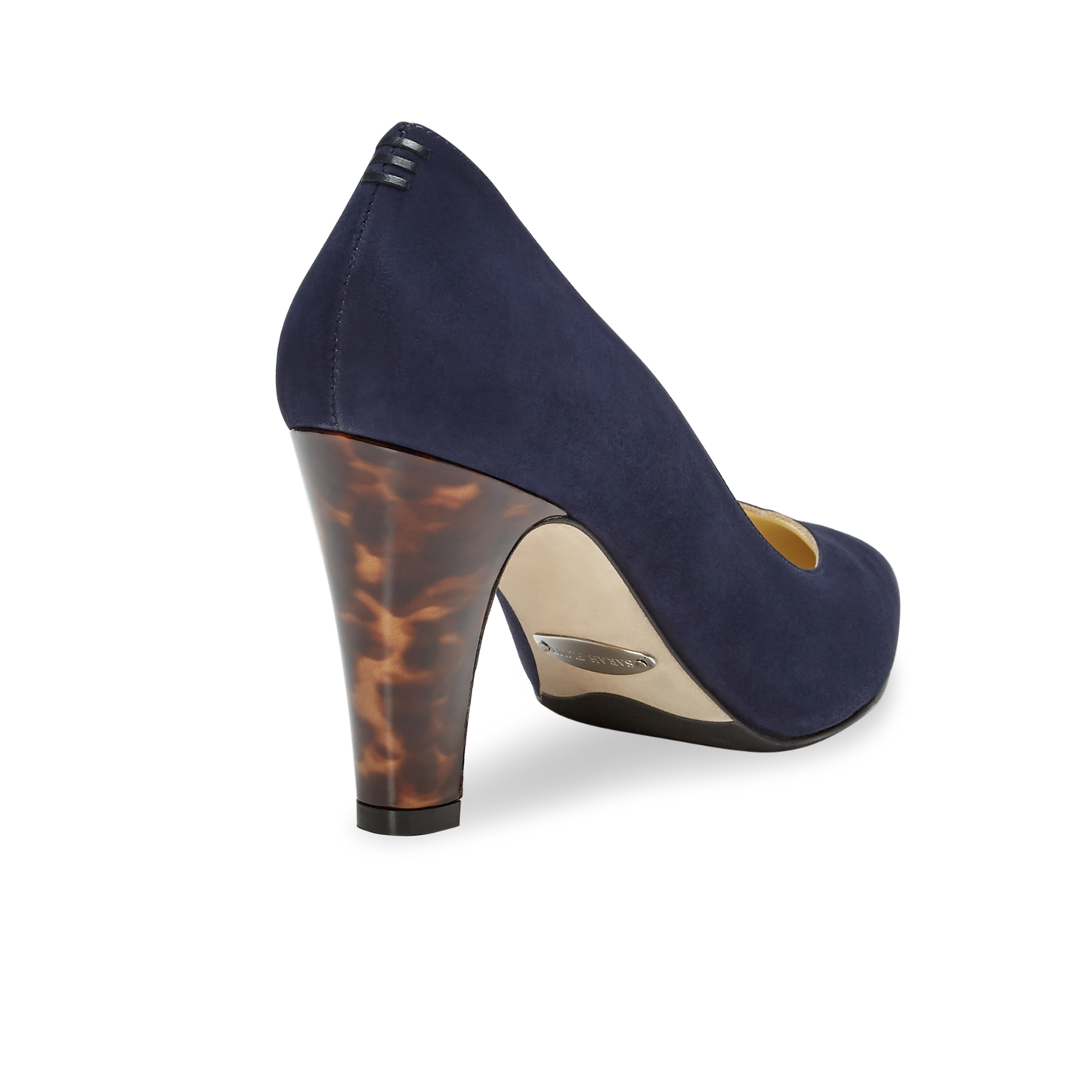 85mm Italian Made Pointed Toe Jay Pump in Navy Suede