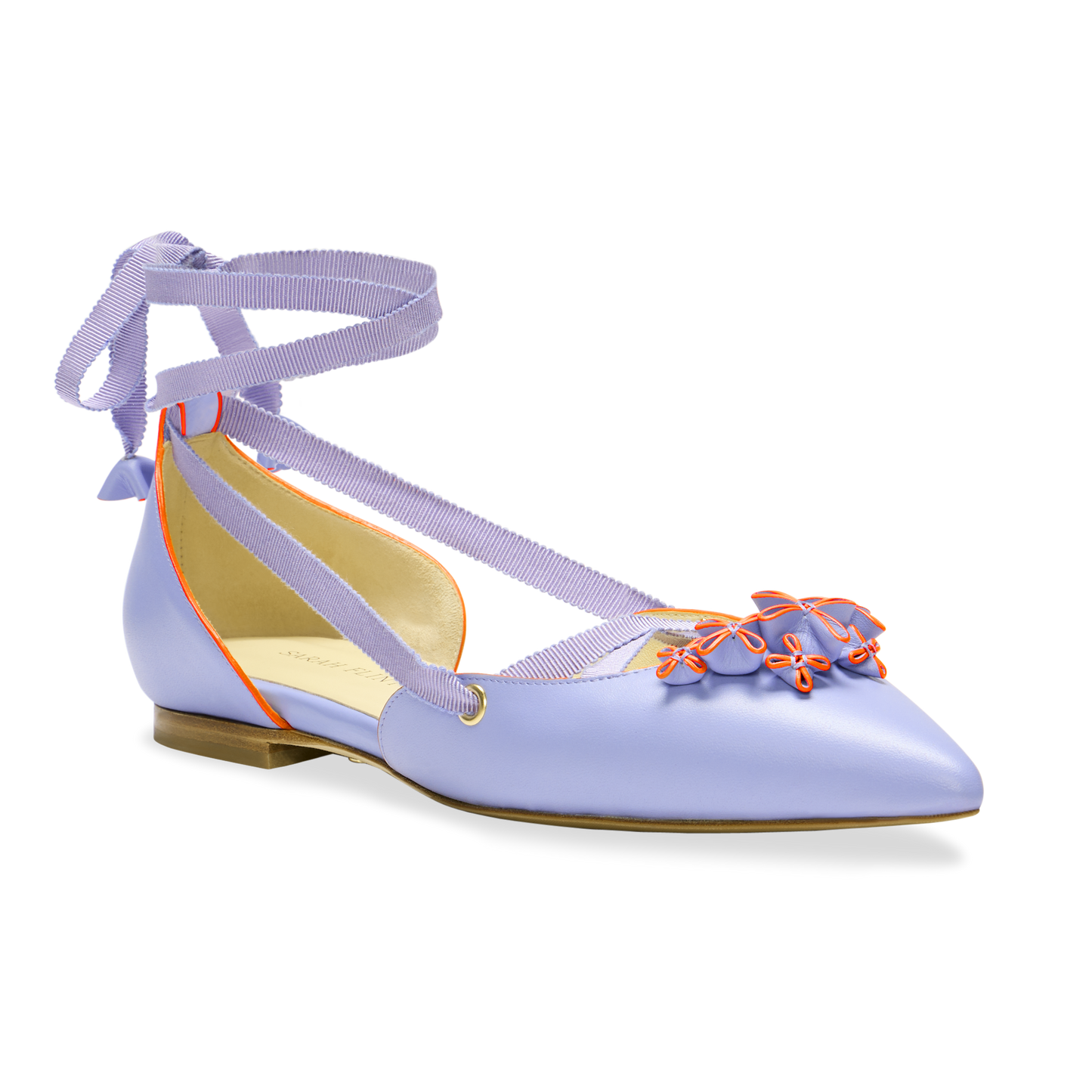 Jessica in Periwinkle Calf & Orange Painted Edge