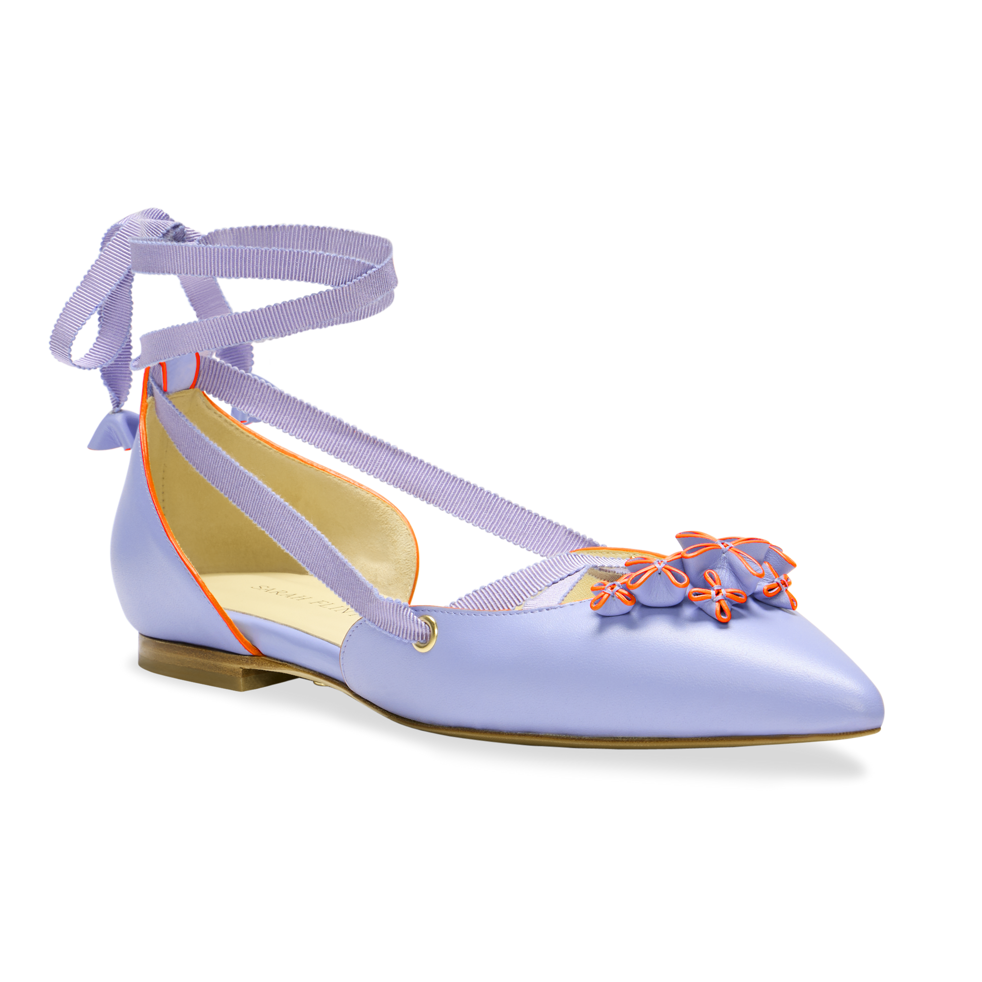 Jessica in Periwinkle Calf & Orange Painted Edge