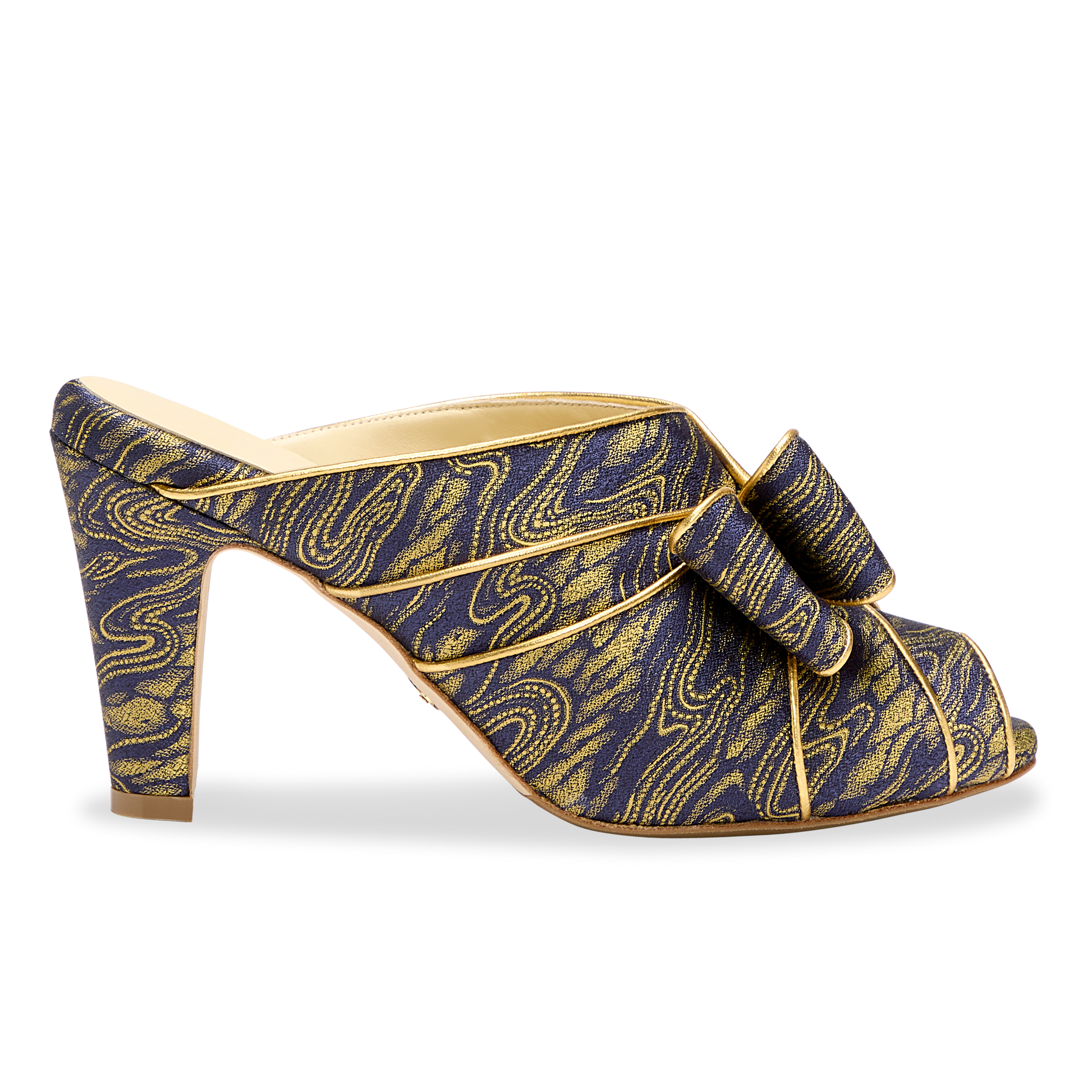 Leah 85 in Navy & Gold Wave Jacquard