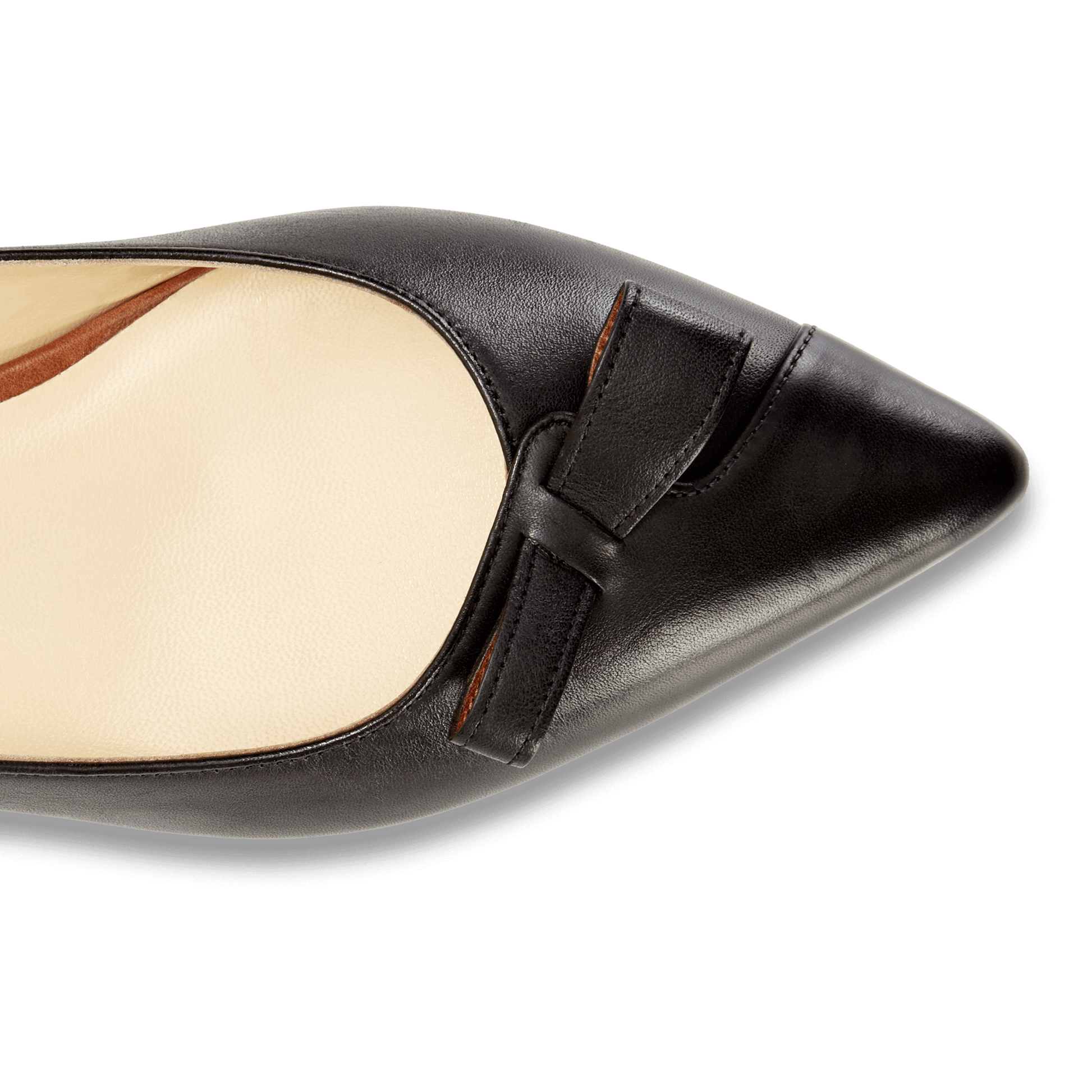 10mm Italian Made Natalie Pointed Toe Flat in Black Vacchetta
