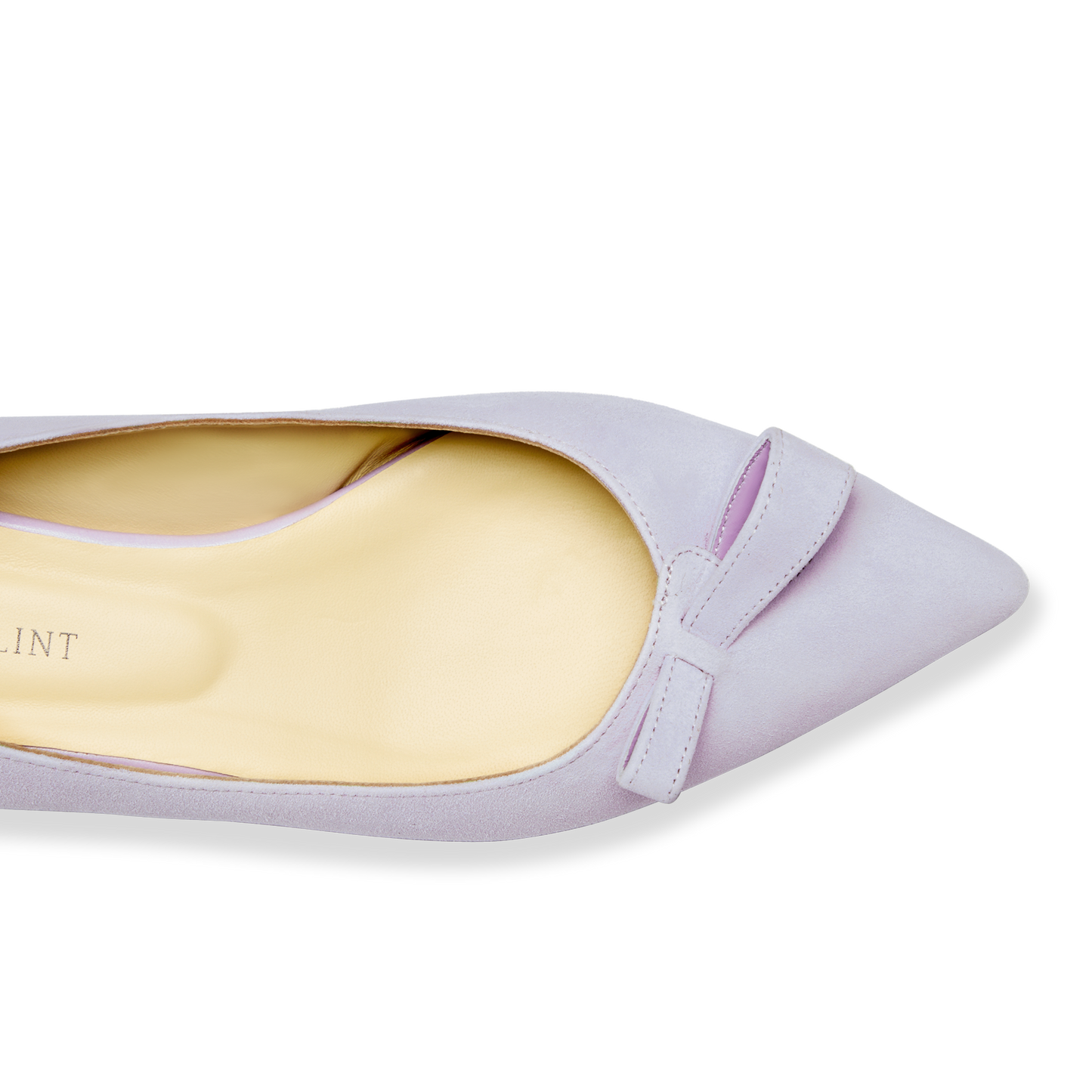 10mm Italian Made Natalie Pointed Toe Flat in Lavender Suede