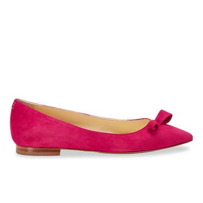 10mm Italian Made Natalie Pointed Toe Flat in Pomegranate Suede