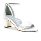 Stylish and comfortable, the Perfect Block Sandal 60 in Wedding White Satin features a 60mm block heel, arch support, and adjustable ankle straps.