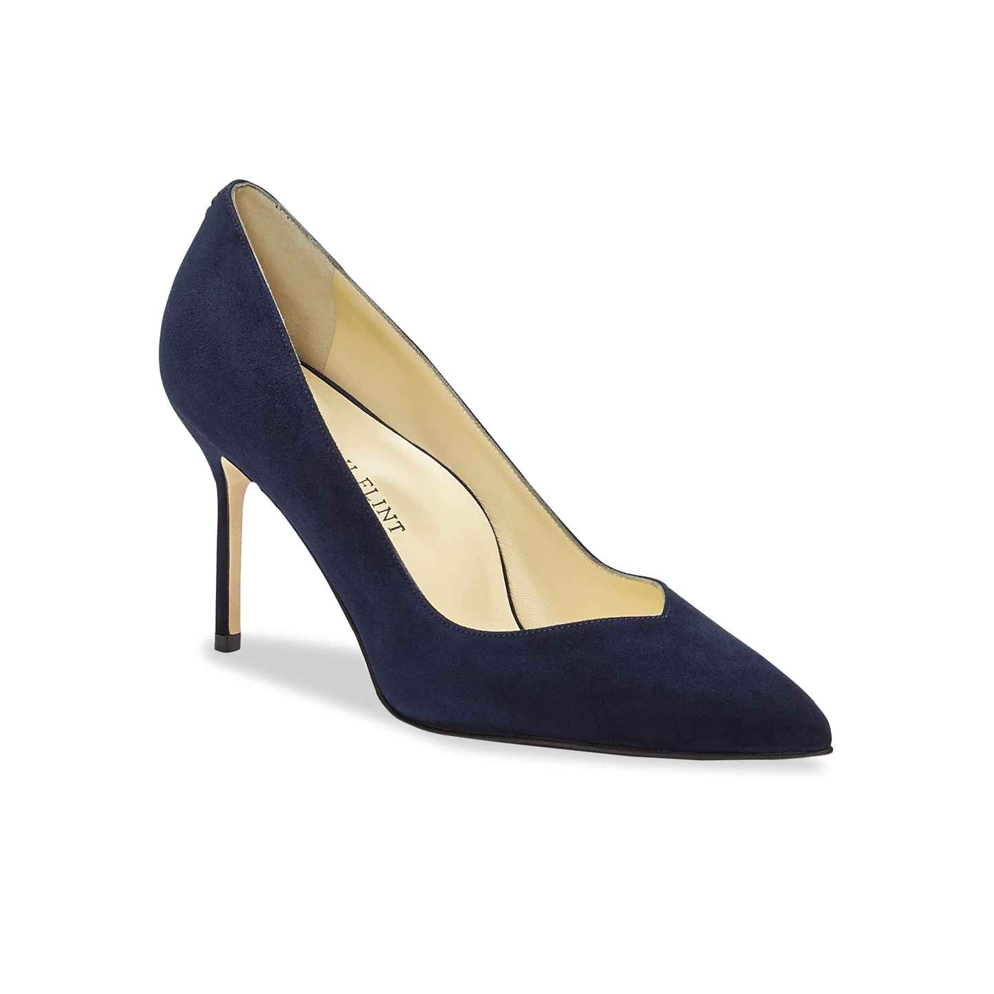 85mm Italian Made Pointed Toe Pump in Navy Suede
