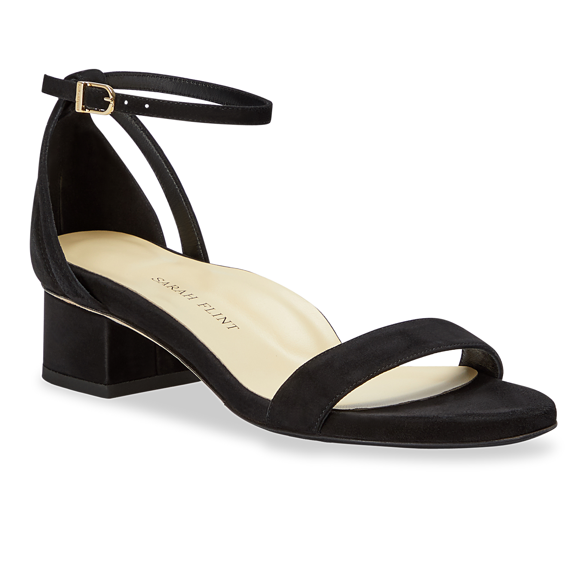 30mm Italian Made Perfect Block Sandal in Black Suede