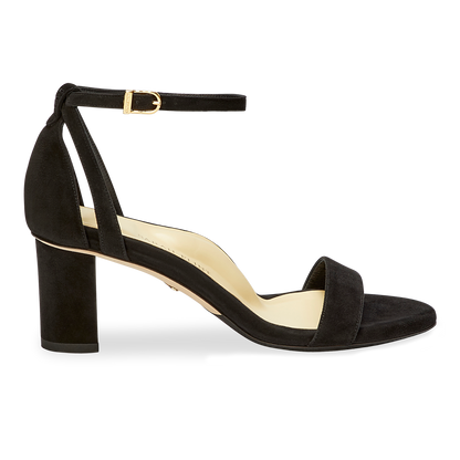 60mm Italian Made Perfect Block Sandal in Black Suede