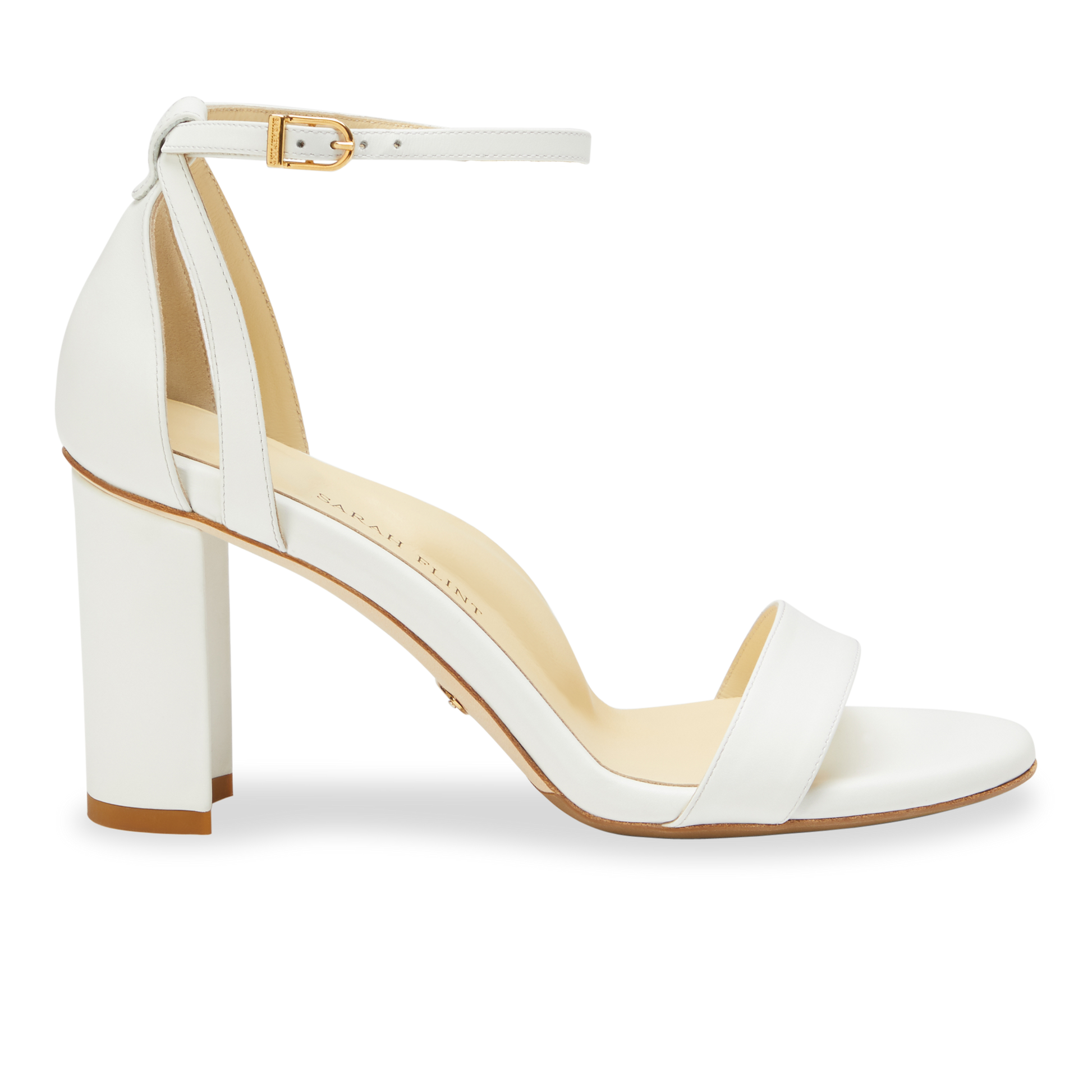 Perfect Block Sandal 90 White Calf Sarah Flint