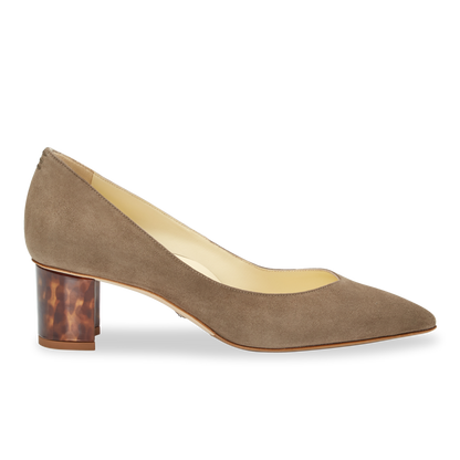 50mm Italian Made Pointed Toe Perfect Emma Pump in Taupe Suede