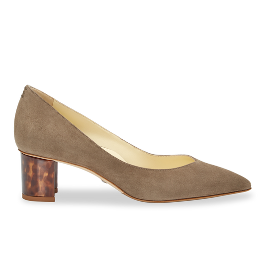 50mm Italian Made Pointed Toe Perfect Emma Pump in Taupe Suede