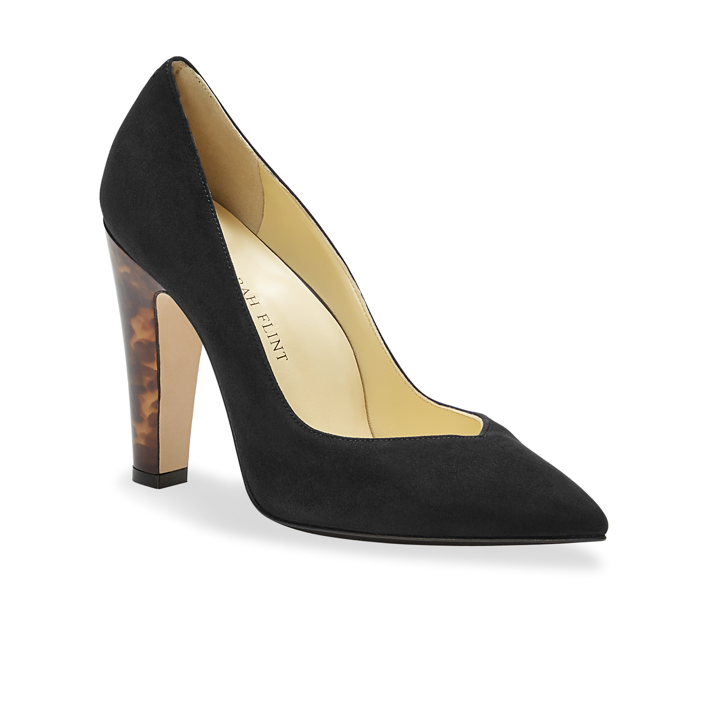 100mm Italian Made Pointed Toe Jay Pump in Black Suede