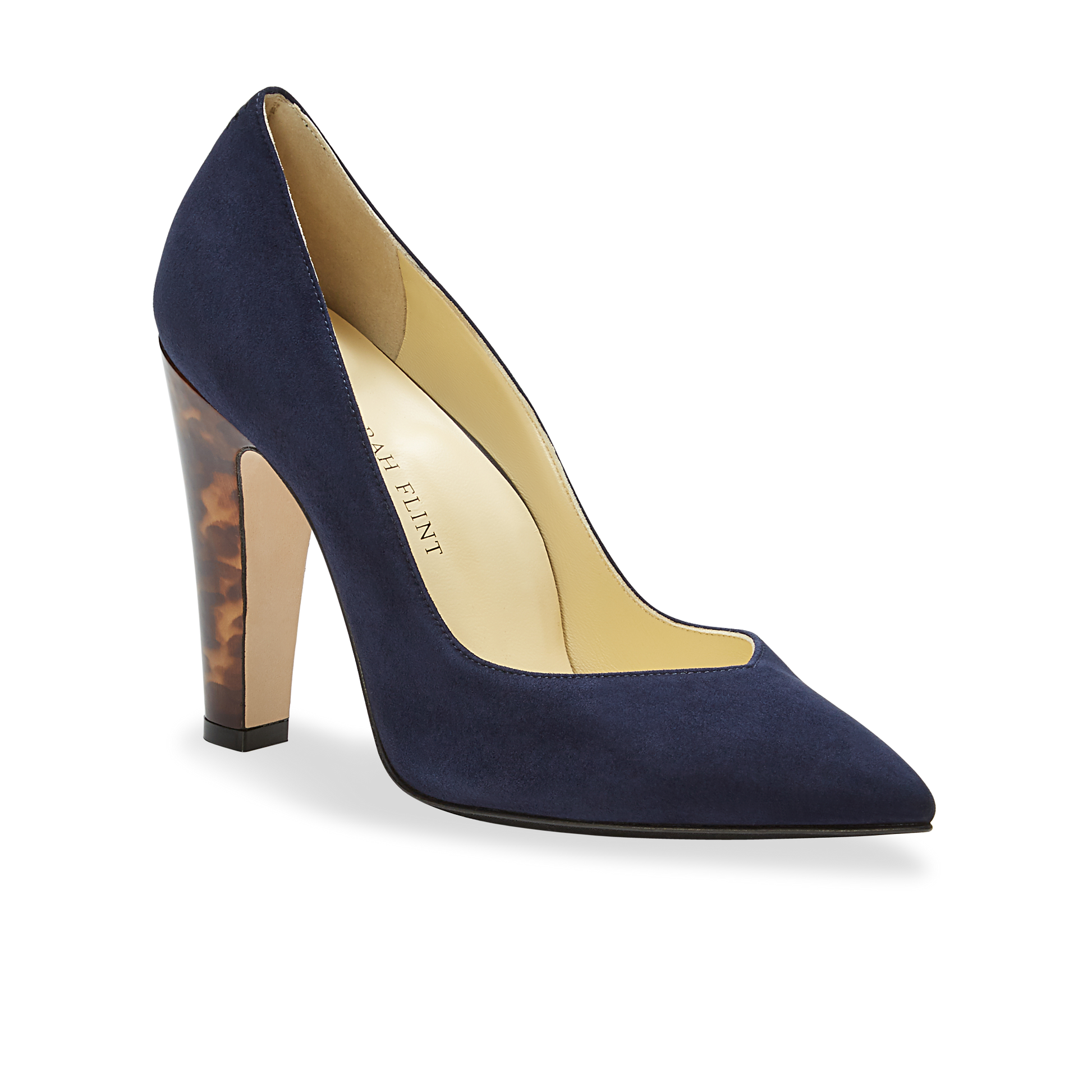 100mm Italian Made Pointed Toe Jay Pump in Navy Suede
