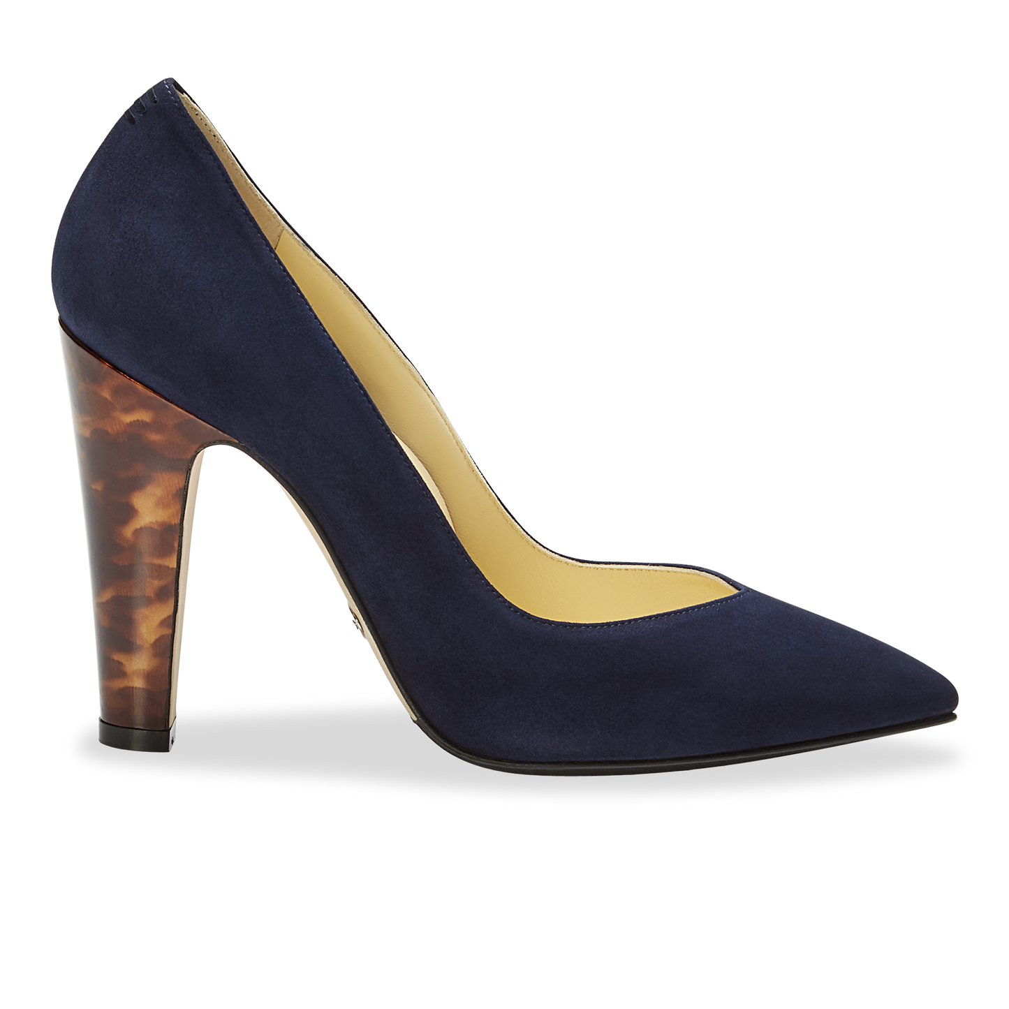 100mm Italian Made Pointed Toe Jay Pump in Navy Suede