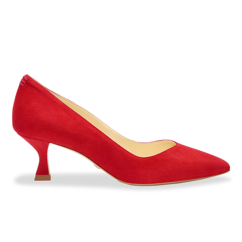 Red suede kitten heel shoes Clearance